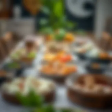 A beautifully arranged table showcasing traditional Syrian dishes