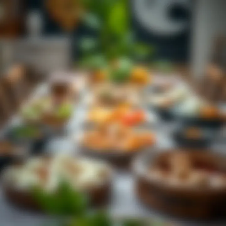 A beautifully arranged table showcasing traditional Syrian dishes