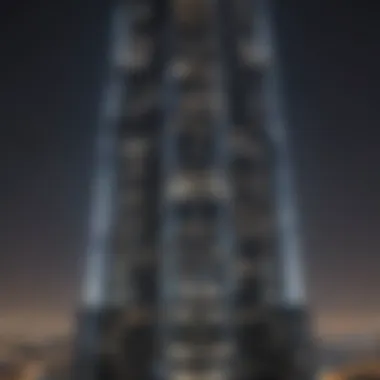 Illuminated Burj Khalifa at night, a symbol of modern engineering.