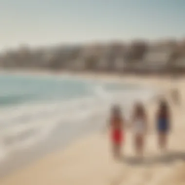 Families enjoying recreational activities on an open beach.