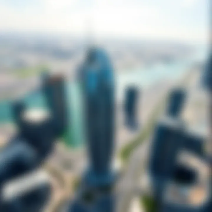 Aerial view of Business Bay, emphasizing The Opus's location