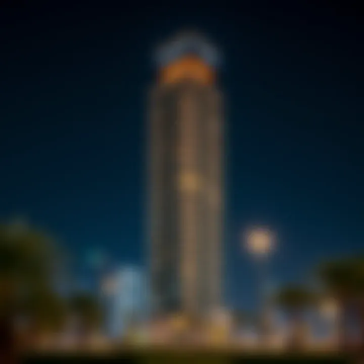 Palm View Tower at Night Night view of Palm View Tower illuminated against the Dubai skyline