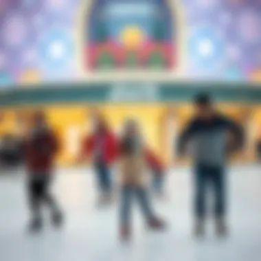 A family enjoying skating at the Dubai Mall ice rink, showcasing local culture.