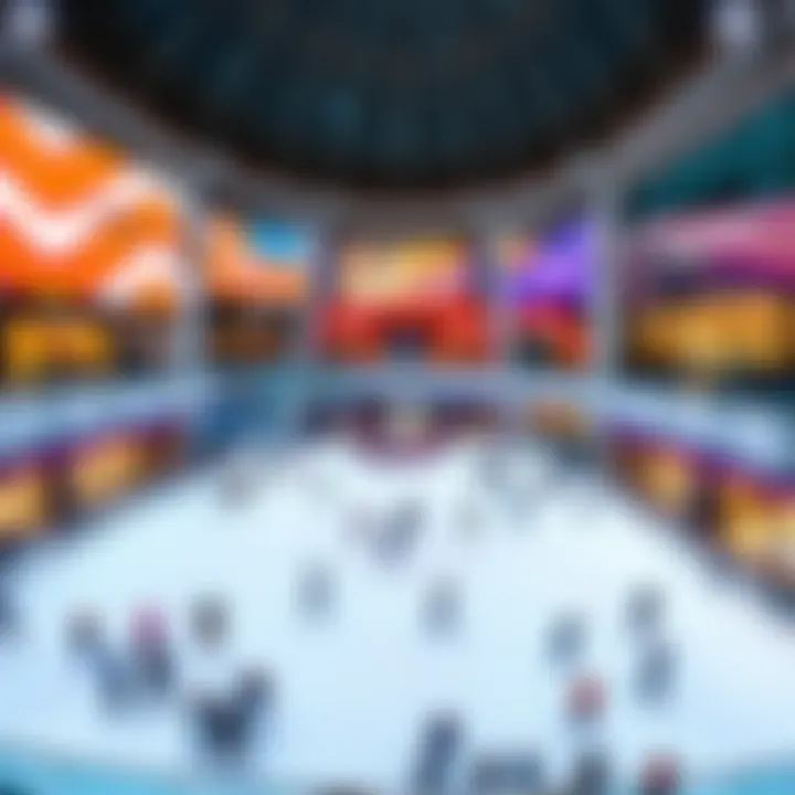 A panoramic shot of Dubai Mall with the ice rink, illustrating its significance to local commerce.