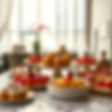 Culinary Diversity in Dubai's Sweets A table set with an array of sweet delicacies reflecting the cultural diversity found in Dubai's culinary offerings.