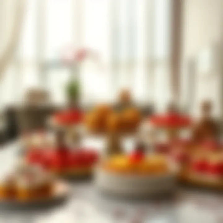 Culinary Diversity in Dubai's Sweets A table set with an array of sweet delicacies reflecting the cultural diversity found in Dubai's culinary offerings.