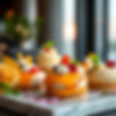 Modern Desserts with Local Flavors An assortment of modern desserts blended with local flavors, highlighting Dubai's innovative culinary scene.