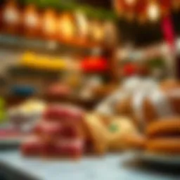 A vibrant display of traditional Middle Eastern sweets showcasing their intricate designs and textures.