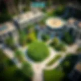 Aerial view of Ghala Garden showcasing lush greenery and modern architecture