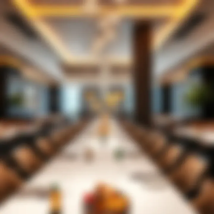 Elegant dining area setting highlighting unique culinary offerings at Grand Mercure Dubai Airport