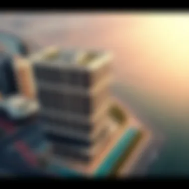 Aerial view of the Mamoura Building in Dubai