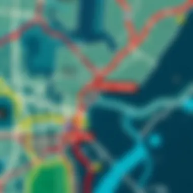 Map highlighting metro routes near International City