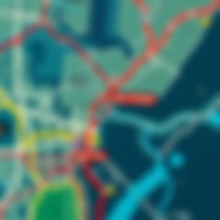 Map highlighting metro routes near International City