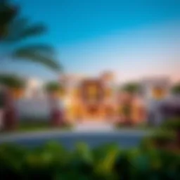 Stunning view of Mohammed Bin Rashid City District One showcasing luxurious villas and lush landscaping