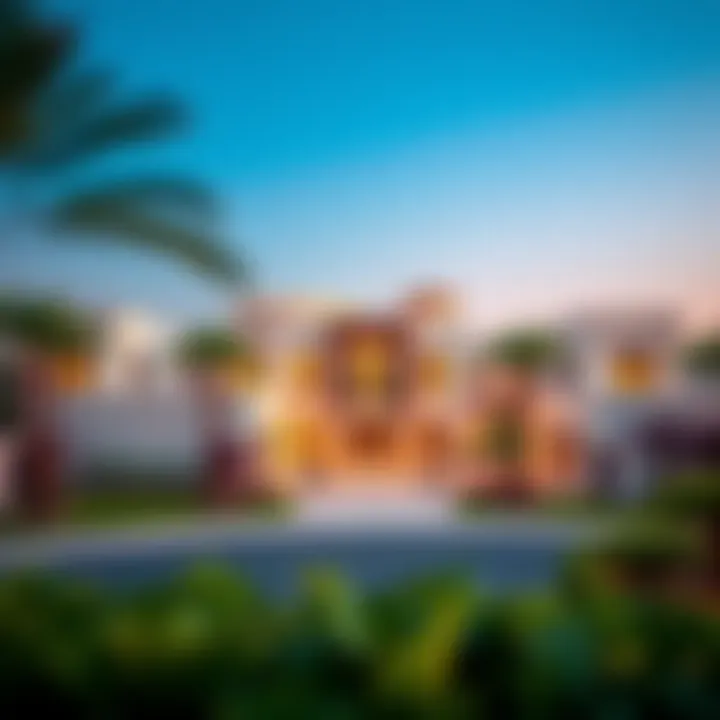 Stunning view of Mohammed Bin Rashid City District One showcasing luxurious villas and lush landscaping