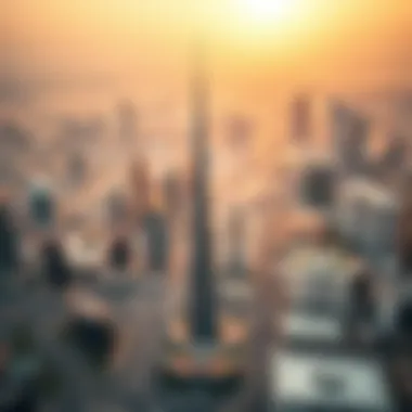 Aerial perspective highlighting Moosa Tower's location in the Dubai skyline