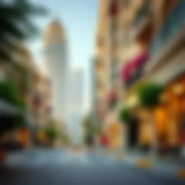 Vibrant street scene in a central Dubai neighborhood