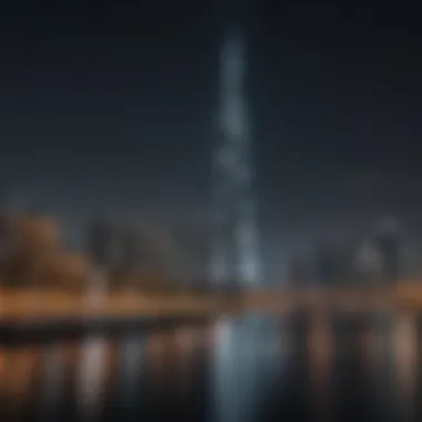 Night view of Dubai Creek Tower illuminated, symbolizing its future impact on the skyline.