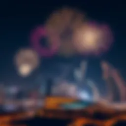 Fireworks illuminating the Dubai skyline during National Day celebrations