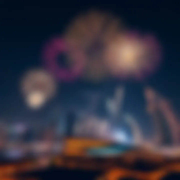 Fireworks illuminating the Dubai skyline during National Day celebrations
