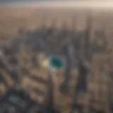 Aerial view of Dubai skyline showcasing iconic buildings