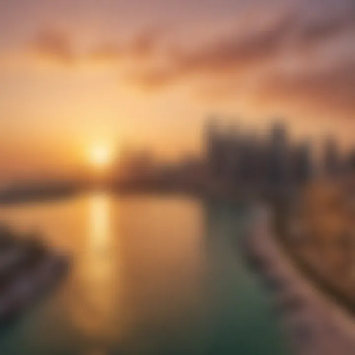 Vibrant sunset over the iconic skyline of Palm Jumeirah