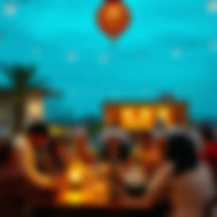 Communal gathering during Ramadan Iftar with families and friends