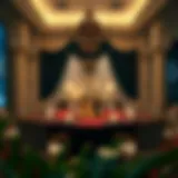 An elegant iftar setting adorned with traditional decorations