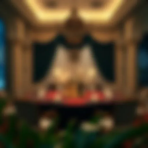 An elegant iftar setting adorned with traditional decorations