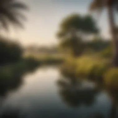 A serene landscape of the wetlands in Ras Al Khor Wildlife Sanctuary.