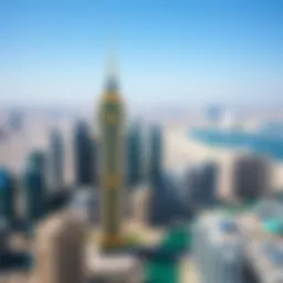 Aerial view showcasing Al Manara Tower amidst the Business Bay skyline