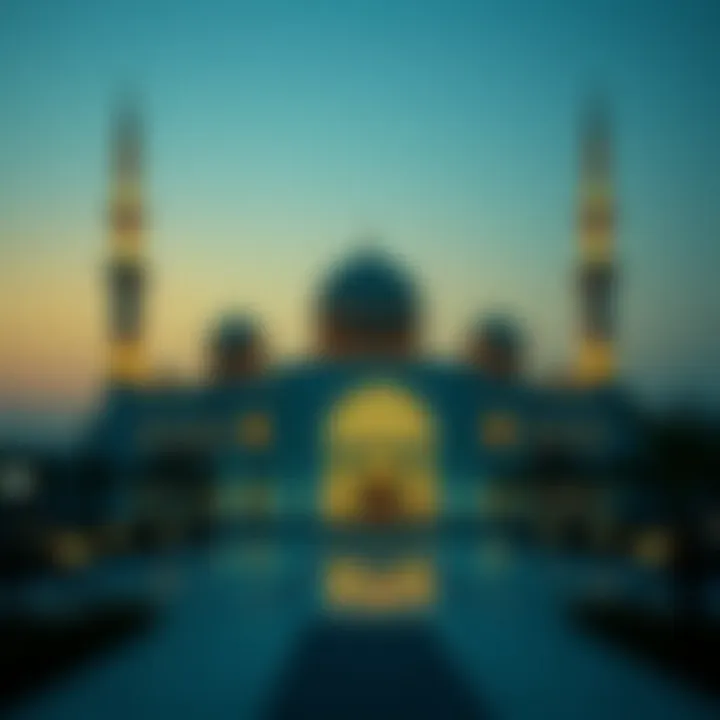 A serene mosque illuminated at dusk