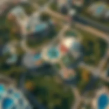 Aerial view of Alain Park showcasing its lush green landscapes and modern architecture.