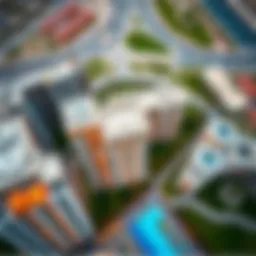 Aerial view of The Valley Dubai showcasing its modern architecture