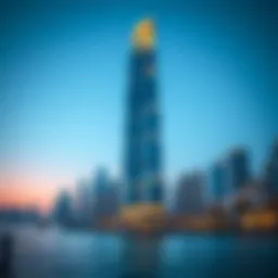 Stunning exterior view of Torch Tower against the Dubai skyline