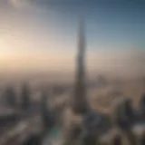 The iconic Burj Khalifa towering over the city skyline