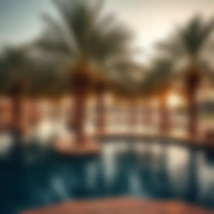 Tranquil Oasis of Umm Al Quwain A tranquil oasis in Umm Al Quwain, featuring palm trees and clear waters, inviting relaxation.