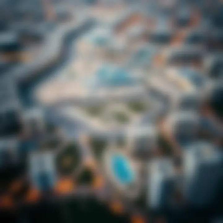 Aerial view of prime real estate locations in Dubai